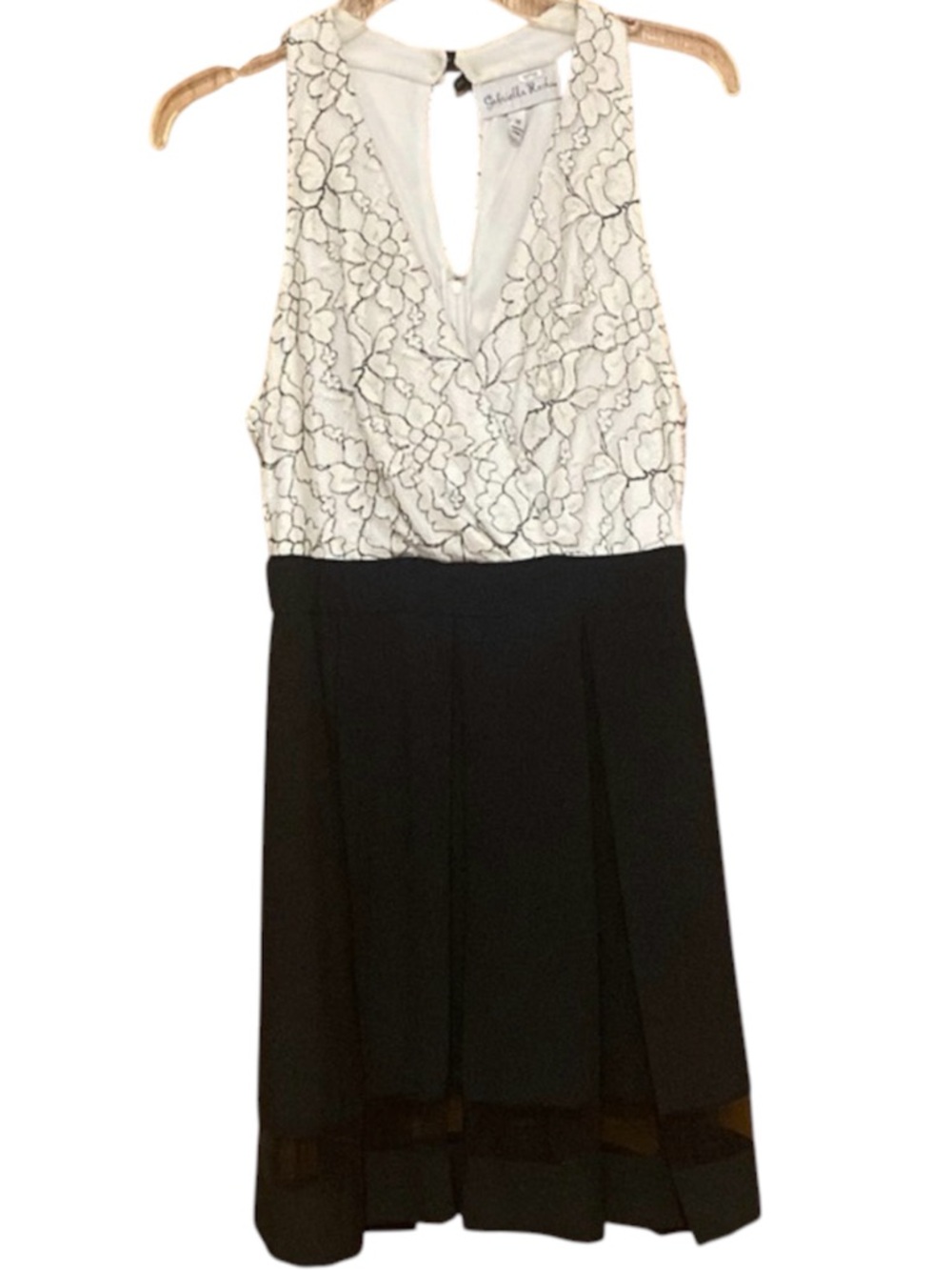 Gabriella Rocha Black Ivory Lace Halter Cocktail Dress Size 11